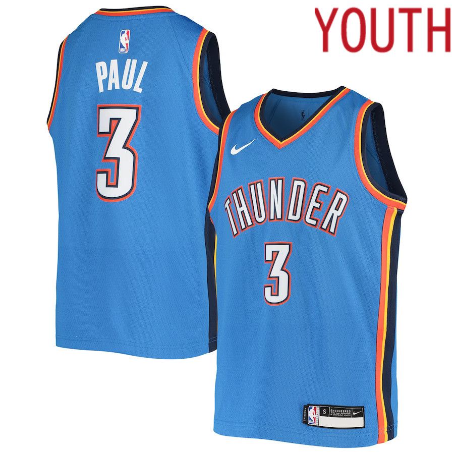 Youth Oklahoma City Thunder #3 Chris Paul Nike Blue Team Swingman NBA Jersey->youth nba jersey->Youth Jersey